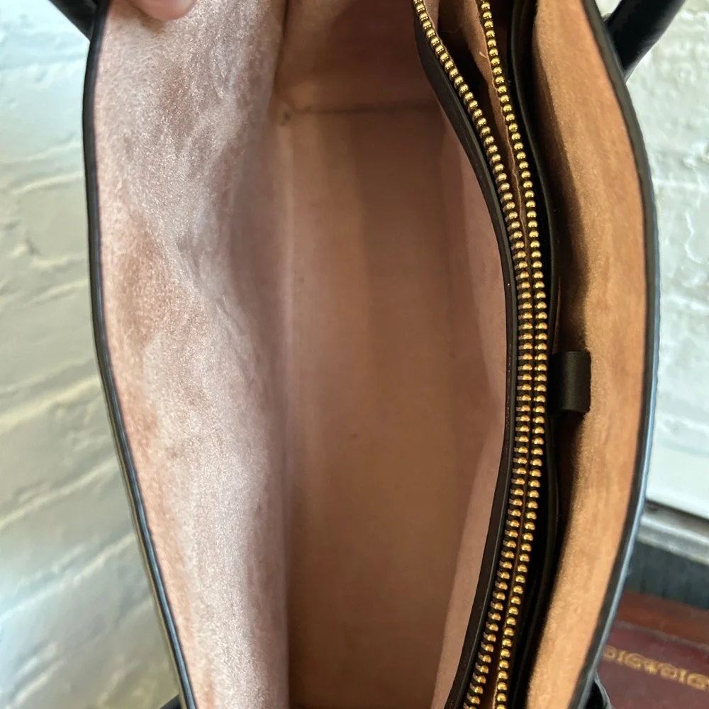 kate spade Black Leather Tote with Gold Hardware